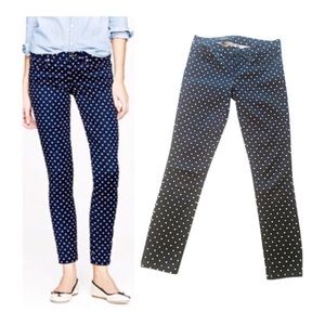 J Crew Navy & White Polka Dot Toothpick Jeans